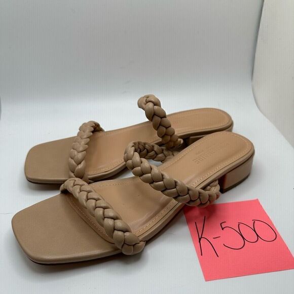 CUSHIONAIRE Women's braided low block heel sandal +Memory Foam 7.5 NUDE - Picture 3 of 7